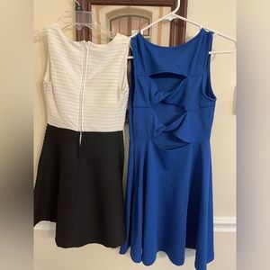 Two Size 12 girls dresses: one royal blue and one black/white